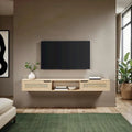 Meuble TV mural 70 pouces avec portes en faux rotin