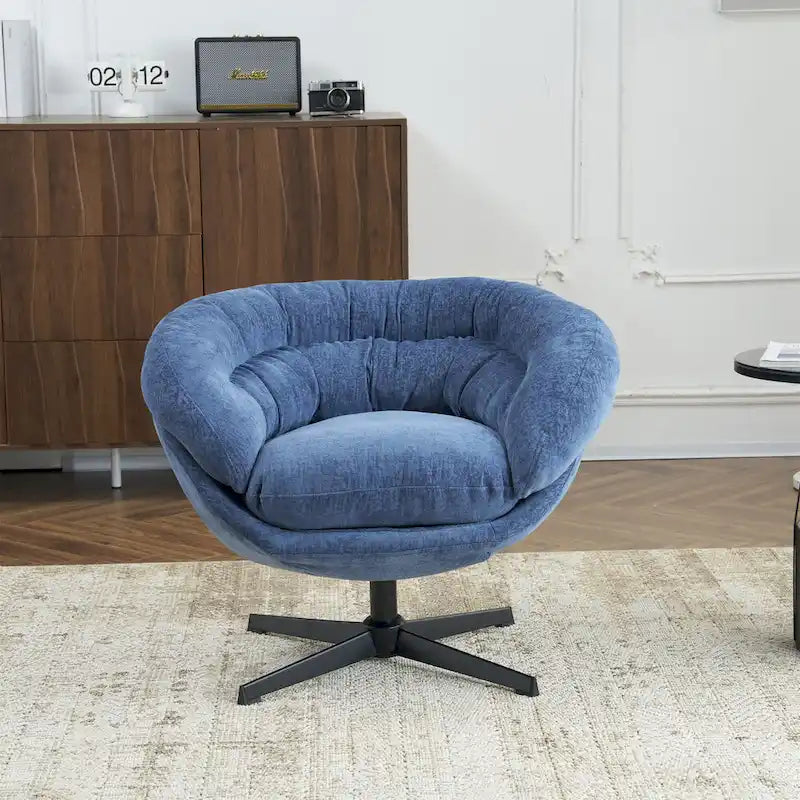 Chenille Upholstered Swivel Club Chair