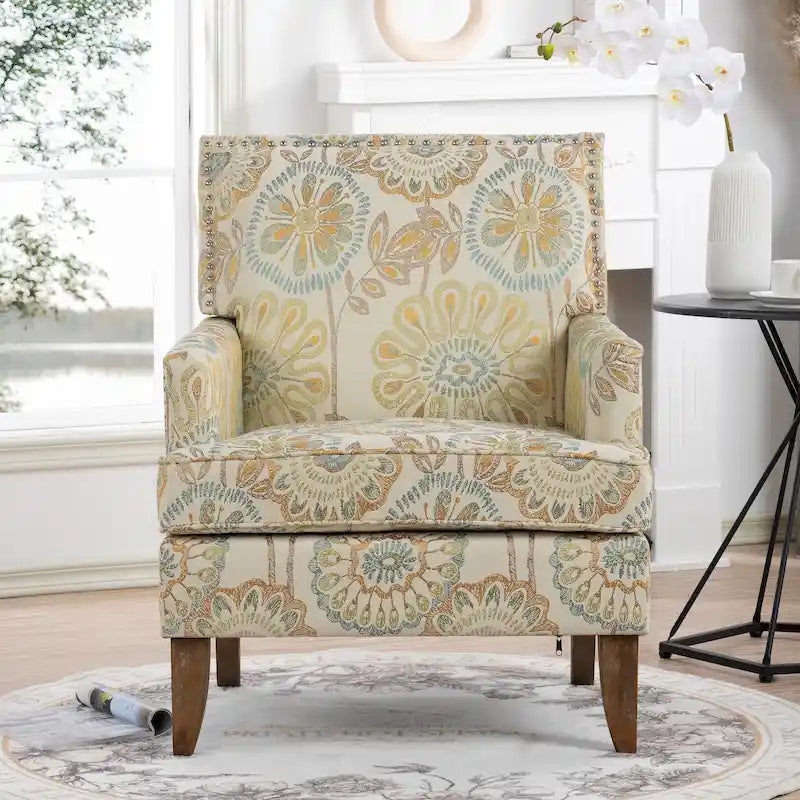 Fauteuil d'appoint rembourré avec pieds en bois