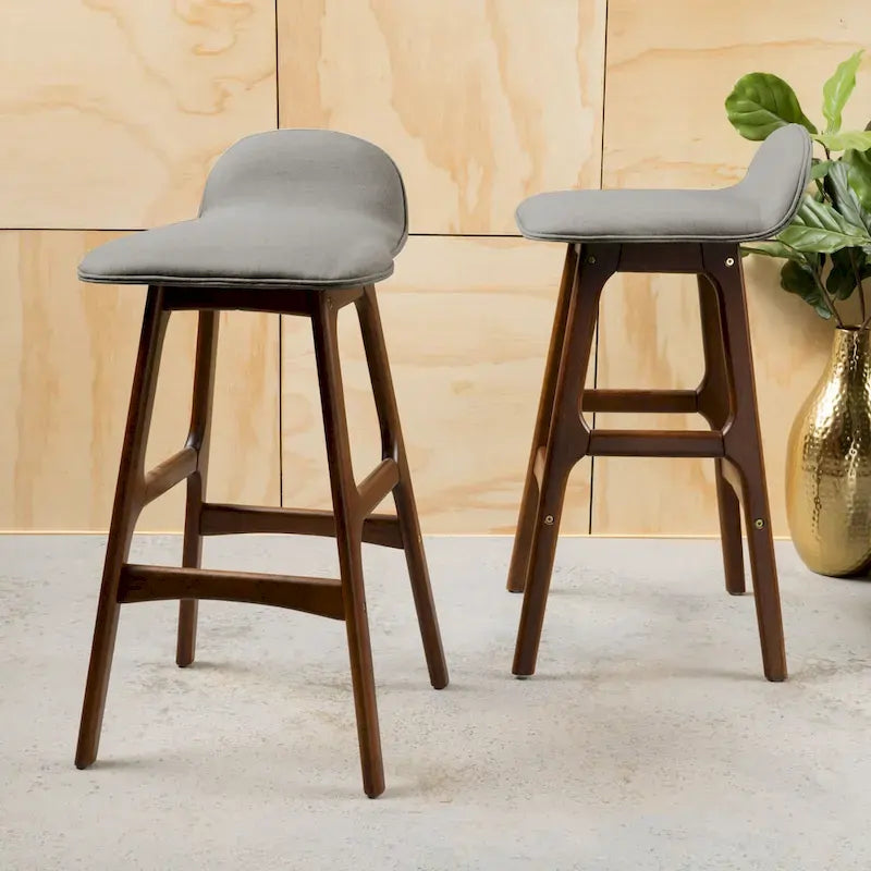 Tabourets de bar rembourrés style Mid-Century (lot de 2)
