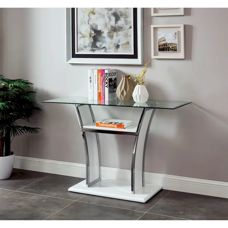 Table de canapé à deux niveaux en métal de style moderne de 48 pouces