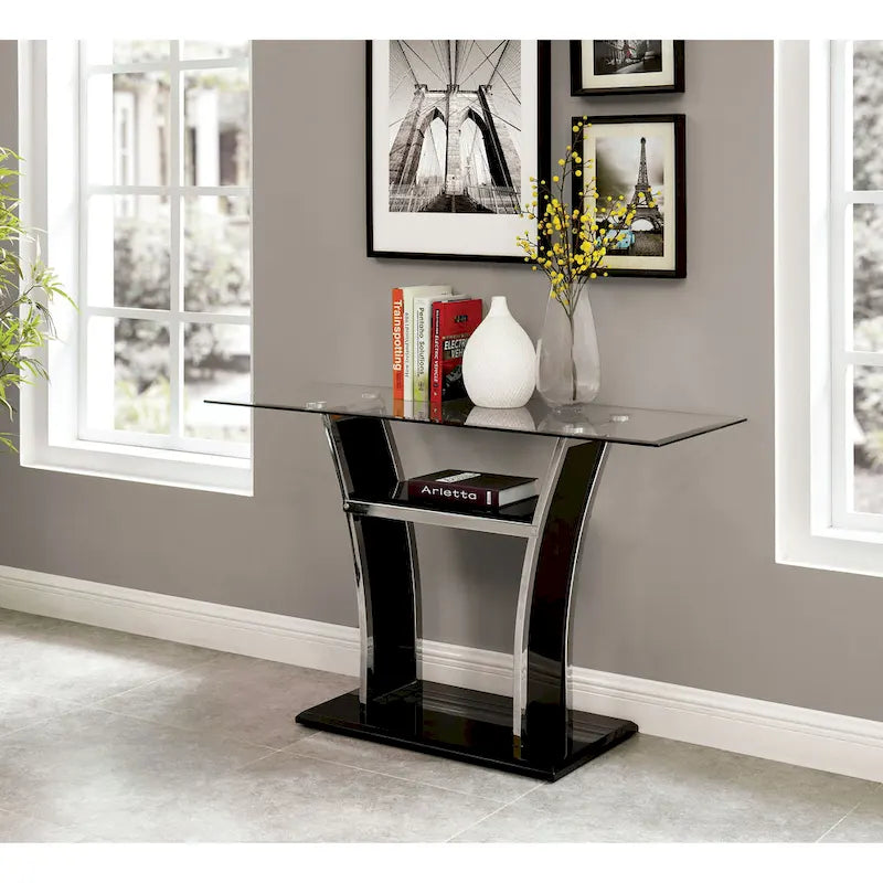 Table de canapé à deux niveaux en métal de style moderne de 48 pouces