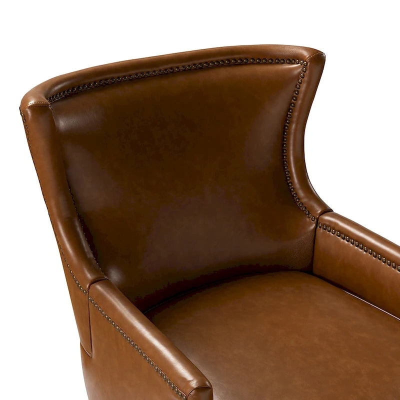 Fauteuil à oreilles ergonomique en cuir végan, style moderniste du milieu du siècle (ensemble de 2)