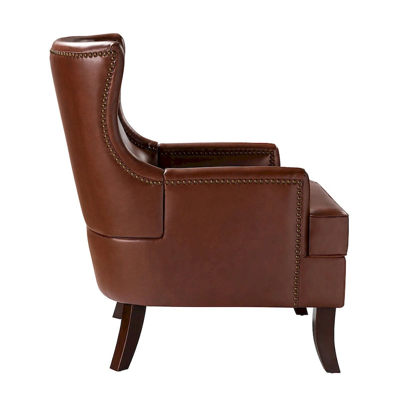 Fauteuil à oreilles ergonomique en cuir végan, style moderniste du milieu du siècle (ensemble de 2)