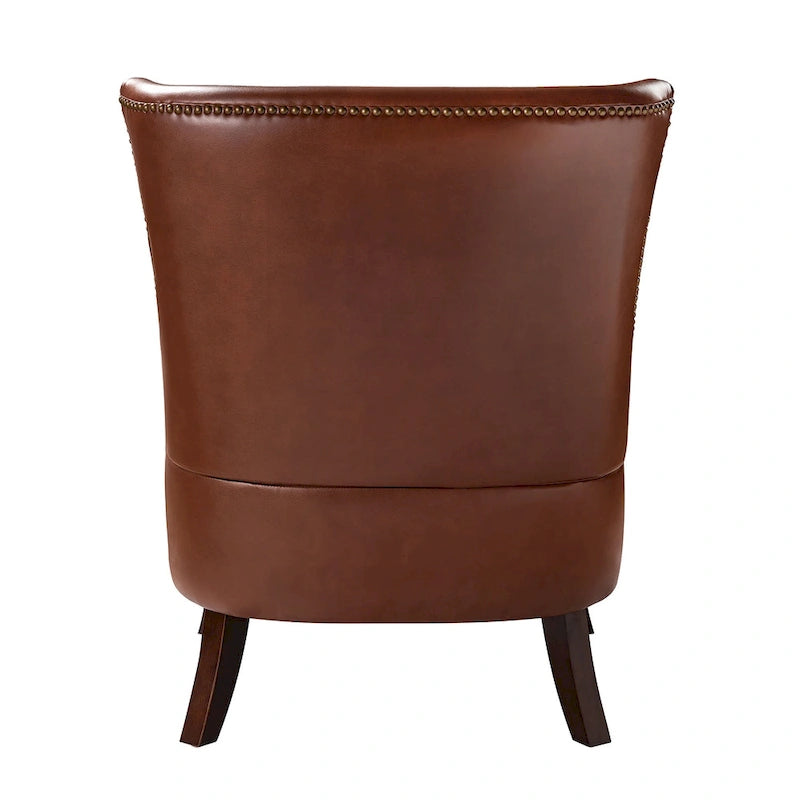 Fauteuil à oreilles ergonomique en cuir végan, style moderniste du milieu du siècle (ensemble de 2)