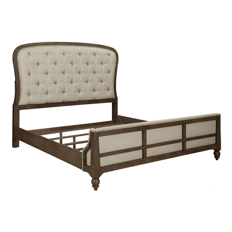 Lit King Shelter Farmhouse taupe poussiéreux