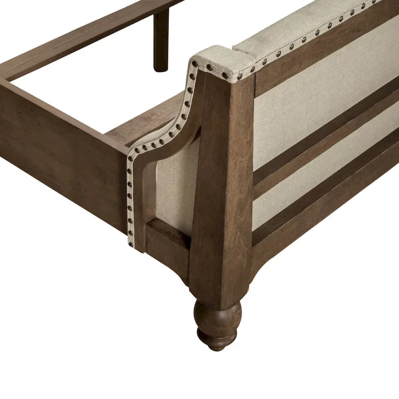 Lit King Shelter Farmhouse taupe poussiéreux