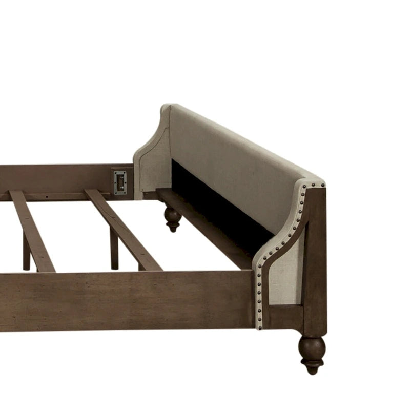 Lit King Shelter Farmhouse taupe poussiéreux