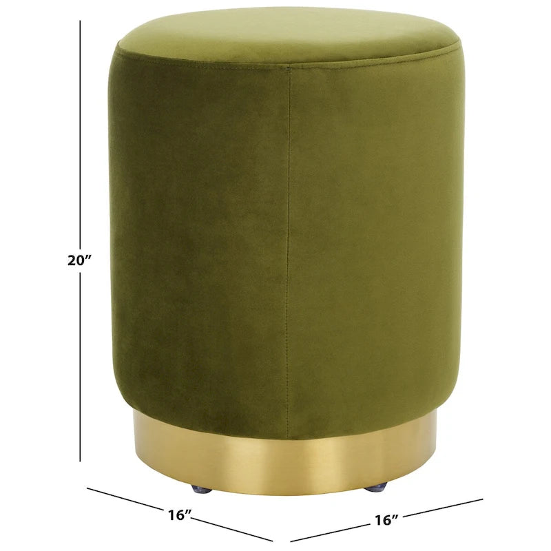 Pouf en velours avec base en laiton - Marine / Laiton
