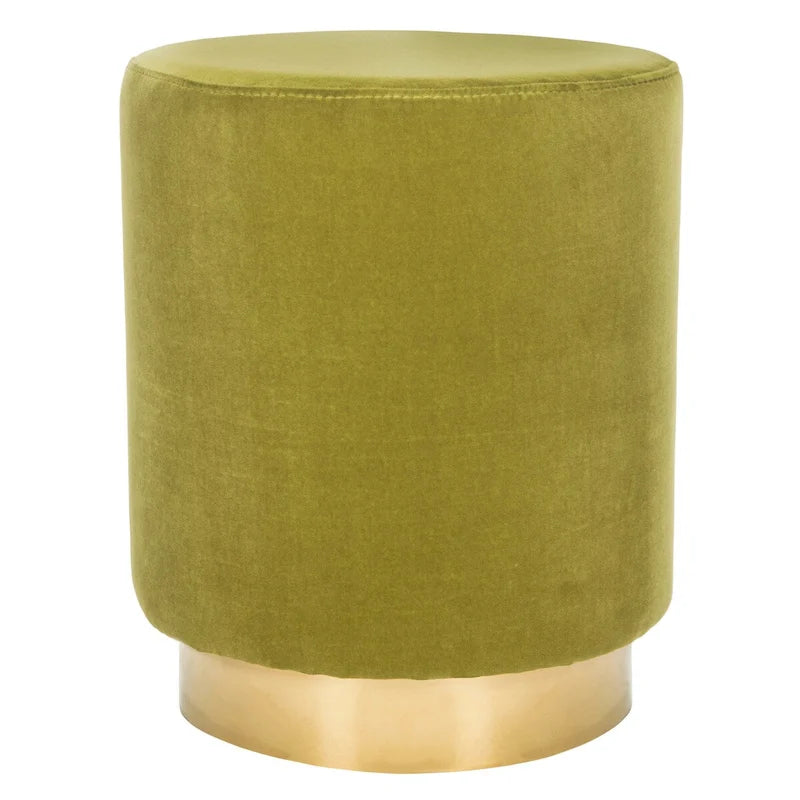 Pouf en velours avec base en laiton - Marine / Laiton