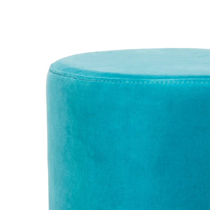 Pouf en velours avec base en laiton - Marine / Laiton