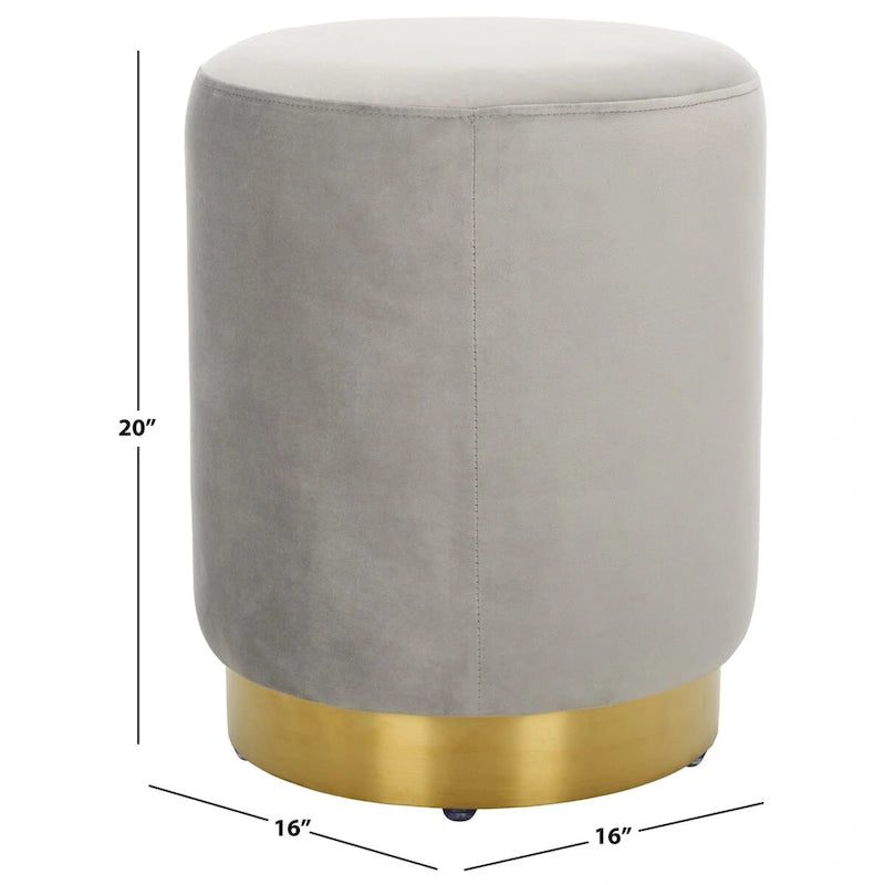 Pouf en velours avec base en laiton - Marine / Laiton