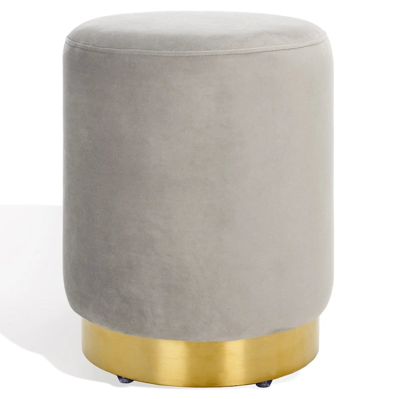 Pouf en velours avec base en laiton - Marine / Laiton