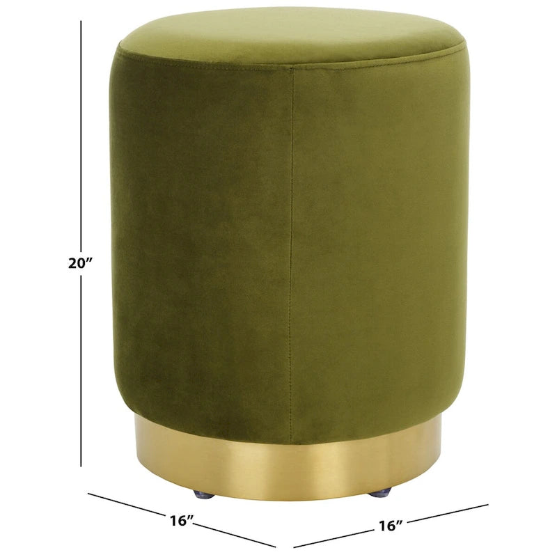 Pouf en velours avec base en laiton - Marine / Laiton