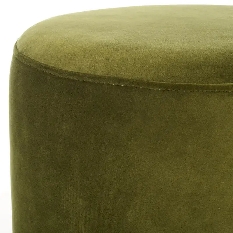 Pouf en velours avec base en laiton - Marine / Laiton