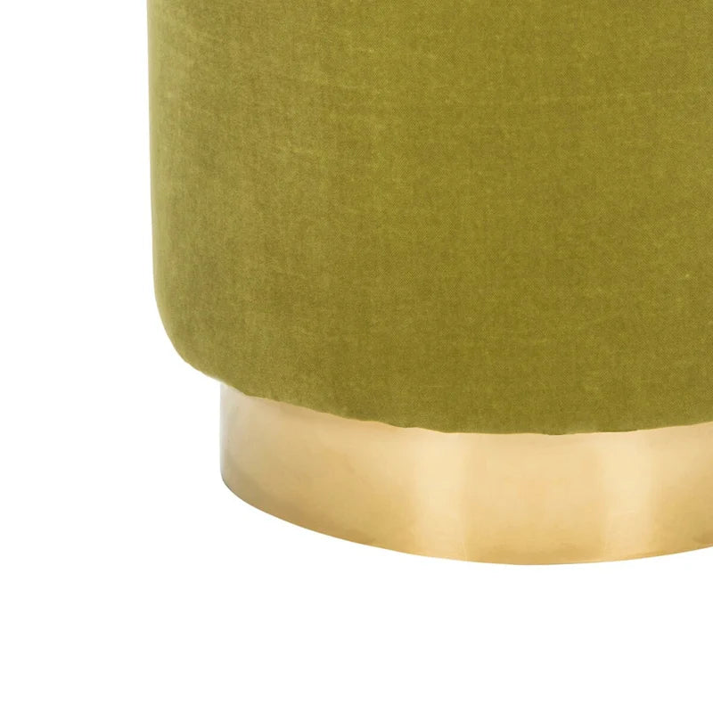 Pouf en velours avec base en laiton - Marine / Laiton