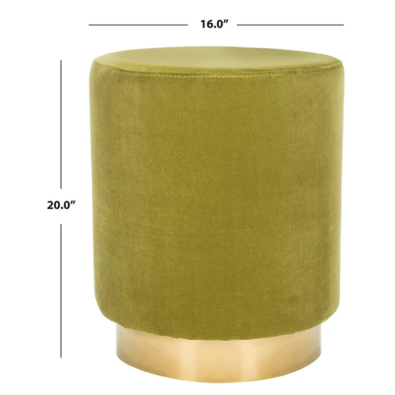 Pouf en velours avec base en laiton - Marine / Laiton