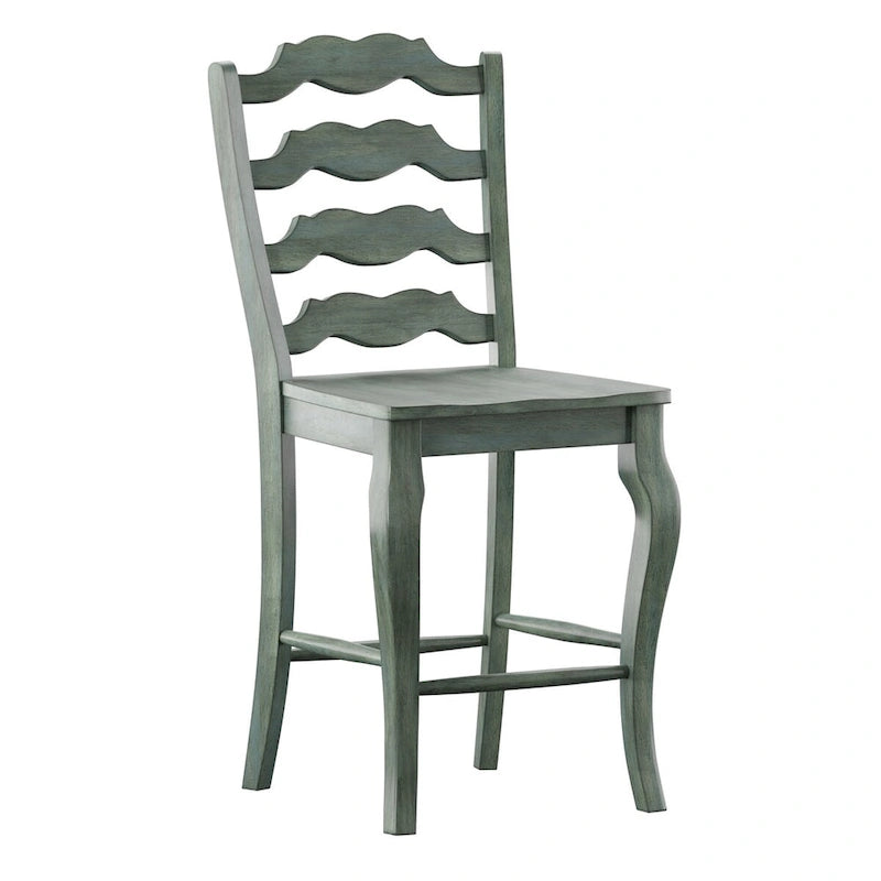 Tabourets de bar à dossier à barreaux en bois (lot de 2)