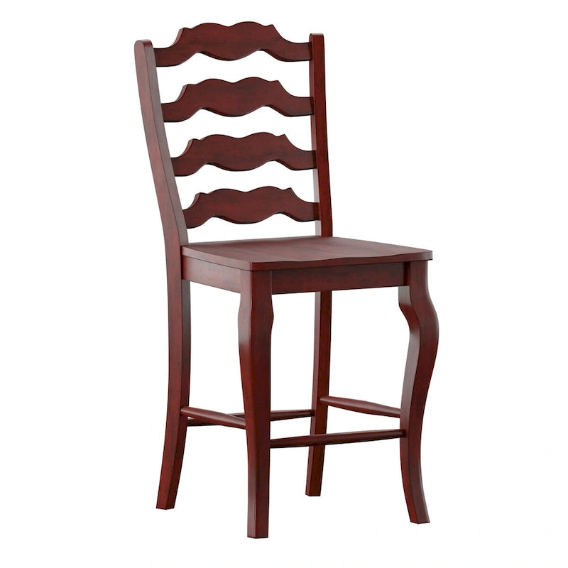 Tabourets de bar à dossier à barreaux en bois (lot de 2)
